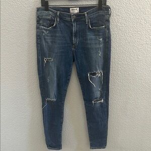AGOLDE Ripped Skinny Jeans Medium Wash Denim Mid Rise Stretch Size 31